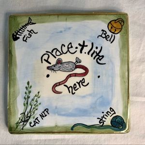 COPY - Blue Sky Hand painted ceramic tile Cat lovers